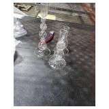 Hewory Glass Candlestick Holders Set: 3PCS Clear Candle Holder Taper Candle Holders Bulk, Crystal Ribbed Candle Sticks Holder Decor for Table Centerpiece Wedding Christmas Thanksgiving Dinner