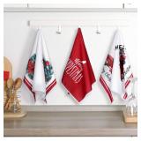 Geyoga 6 Pcs Christmas Kitchen Towels Cardinal Xmas Dish Hand Towels Rustic Red Truck Absorbent Tea Dishcloths for Christmas Holiday Bathroom Kitchen Home Decor Housewarming Gifts, 16 x 24 Inch