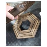 Gerrii 10 Pcs Honey Comb Decorations 5 Sizes Wood Hexagon Shelves Honeycomb Centerpiece Cupcake Stand Wooden Bee Hive Display Holder for Baby Shower Honeybee DIY Birthday Party Decor (Dark Brown)