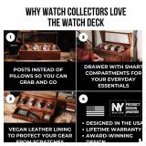 Premium 4 Slot Watch Box for Men (2026 Upgraded) Wooden Watch Display Case with Hinged Wood Cover, Leather Lining & Drawer Watch Organizer Stand Handcrafted Luxury Valentines Day Gift for Men