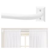 TANGWIN White Wrap Around Curtain Rods 48 to 90 Inch:Blackout Heavy Duty Adjustable Window Curtain Rod for Bedroom Kitchen,Modern Decorative Curved French Metal Single Drapery Rods Easy Install,White
