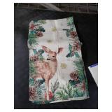 Artoid Mode Reindeer Pine Cone Leaves Christmas Table Runner, Seasonal Winter Floral Kitchen Dining Table Decor for Home Party 13x108 Inch