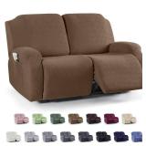 KinCam Recliner Covers, Stretch Reclining Chair Covers, Recliner Sofa Slipcovers Stripe Jacquard Recliner Couch Covers Furniture Protector Covers for Pet Kid (2XL Seater, Brown)