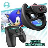 HEYSTOP Switch 2 Joy-Con Grip [4-Pack], Steering Wheels for Nintendo Switch 2 Controller Compatible with Mario Kart World/Mario Kart 8 Deluxe, Switch 2 Controller Accessories Ergonomic Design