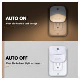 LuxLumin LED Night Lights Plug into Wall with Dusk-to-Dawn Sensor, Automatically Turn on and Off,Night Light for Kids,Bedroom,Bathroom,Stairs,Warm White, 4 Packs