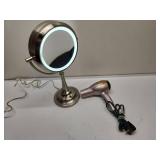 Metal mirror and Conair Professional Hair Dryer