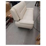 Modern White Faux Leather Sofa with Chrome Feet- Retail $628.00