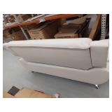 Modern White Faux Leather Sofa with Chrome Feet- Retail $628.00
