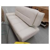 Modern White Faux Leather Sofa with Chrome Feet- Retail $628.00