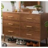 Modern 6-Drawer Walnut Dresser-Retail: $818