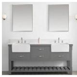 Sudio Design WESLEY 72-in Gray Undermount Double Sink Bathroom Vanity with Ariston White Engineered Stone Top-Retail: $1972