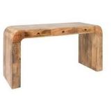 Curved Mango Wood Console Table with Drawers- Retail: $1128