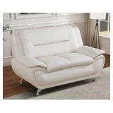 Ceitidh Faux Leather Living Room Loveseat, White- Retail: $816