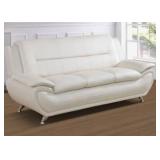 Ceitidh Faux Leather Living Room Sofa, White-Retail: $816