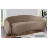 Curved Light Beige Microfiber Sofa- Retail: $1978