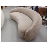 Curved Light Beige Microfiber Sofa- Retail: $1978