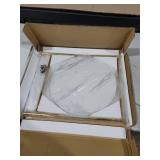 Small Round Side Table, 2-Tier Gold End Table with Faux Marble Top for Small Spaces, Modern Side Table for Living Room, Couch, or Bedroom Nightstand (1 pcs Gold, Round)