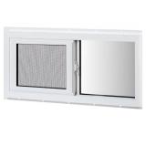 COLORPAPA Vinyl Basement Window, 32\" x 14\" Slider Window with Double Pane Insulated Tempered Glass and Fiberglass Mesh Screen for Basement Bathroom Home Rv Garage (White)