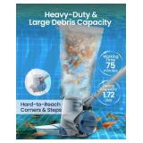 KOKIDO Rechargeable Heavy Duty Pool Leaf Vacuum Cleaner, Commercial Power Suction for Pool Closing, Standard and Fine Filter Bags, for Larger Leaves and Debris, Inground and Above Ground Pools XV910