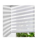 Persilux Cordless Zebra Blinds for Indoor Windows, Free-Stop Light Filtering Sheer Shades, Dual Layer for Day and Night, Roller Shades for Home (35.25\" W X 72\" H, White)