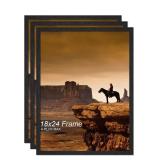 A PLUS MAX 18x24 Picture Frame Set of 3, Black Engineered Wood Frame for 18 x 24 Inch Picture Poster Photo,