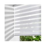 Persilux Cordless Zebra Blinds for Windows Free-Stop Window Blinds (34\" W X 64\" H, White) Dual Layer Light Control for Day and Night, Light Filtering Sheer Shades for Home, Bedroom, Easy to Install