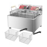 Mvegoiuok Electric Large Deep Fryer With 3 Basket 3600W Commercial Turkey Fryer Pot With Oil Filtration Lid 25QT Stainless Steels Frier for Home Use Oil Fryer Retail $339