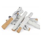 6 Piece Ceramic White Birch Fire Logs for Indoor Fireplace,Ventless Gas Fireplace Logs for Indoor Gas Inserts