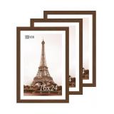 VCK 16x24 Picture Frame 4 Pack, Brown Wood Poster Frame with Exclusive Wood Grain, Wall Mounting Hanging