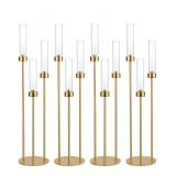 Box of Vincidern  Gold Candelabra 3 Arm Taper Candle Holders with Acrylic Lampshade,