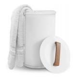 SAMEAT Heated Towel Warmers for Bathroom - Large Towel Warmer Bucket, Wood Handle, Auto Shut Off, Fits Up to Two 40\"X70\" Oversized Towels, White