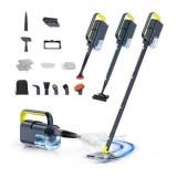 ScrubWiz Steam Mop with Detachable Handheld Steam Cleaner, 10-in-1 Multi Accessories, Quick 10s Heat, 350ml and 2-Level Steamer for Cleaning Floor, Carpet, BBQ Grill, Tile, and Grout, Gray