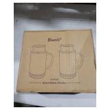 Buaic 2 PACK Glass Pitcher with Lid, 68 oz/ 2 Liter Classic Vertical Stripes Water Pitcher with Handle,Glass Water Carafe for Cold Brew, Coffee, Lemonade, Iced Sun Tea,Beverage,Heat Resistant