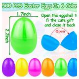 TURNMEON 500 Count Plastic Easter Eggs Bulk 6 Colors Easter Eggs Fillable Easter Basket Stuffer Filler 2.2 Inch Surprise Empty Easter Eggs for Eggs Hunt, Classroom Prize Party Favor Supplies