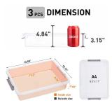 Citylife 3 PCS Plastic Storage Bins with Latching Lids Portable Project Case Clear File Box Stackable Storage Containers for Organizing A4 Paper, Photo, Document, Scrapbook