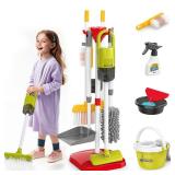 Kids Cleaning Toys Set,14PCS Toddler Cleaning Toys with Broom and Dustpan Mop Set, 2in1 Vacuum That Really Works,Toddler Vacuum Cleaner, Pretend Play Cleaning Supplies for Boys Girls Age 3-8 (Red)