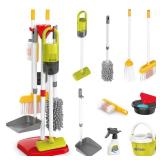Kids Cleaning Toys Set,14PCS Toddler Cleaning Toys with Broom and Dustpan Mop Set, 2in1 Vacuum That Really Works,Toddler Vacuum Cleaner, Pretend Play Cleaning Supplies for Boys Girls Age 3-8 (Red)
