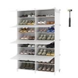 AWTATOS Shoe Rack, 8 Tier Shoe Storage Cabinet with Door, 32 Pair Shoe Organizer Shelves for Closet Hallway Bedroom Entryway, White