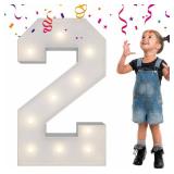 3FT Light Up Numbers Letters, Mosaic Numbers for Balloons, Giant Mosaic Balloon Number 2 for 2 Year Old, 2th 20th 21st Birthday Decorations, 2026 Graduation Party Decor