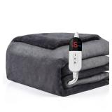 Easthome Heated Blanket Twin Fast Heating Bed Electric Blankets Throw Flannel with 6 Heating Levels & 4 Hours Auto Off, Over-Heated Protection ETL, Double-Sided FlannelDrey