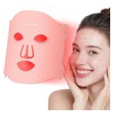 Soeumoir Red Light Therapy Mask, 7 Colors LED Face Mask Red Light Therapy with Rechargeable Controller, Near-Infrared LED Light Therapy Mask with Timing Function for Home Skincare