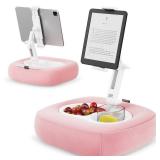 TabHolderix Tablet Pillow Stand, Adjustable Kindle Holder with 2 Snack Bowls, 360° Adjustable iPad Stand for Bed with 4.7
