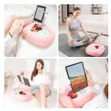 TabHolderix Tablet Pillow Stand, Adjustable Kindle Holder with 2 Snack Bowls, 360° Adjustable iPad Stand for Bed with 4.7