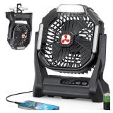 Portable Rechargeable Fan, 20000mAh Cordless Battery Powered Camping Tent Fans with SOS & LED Lantern, Small USB C Operated Outdoor Ventilador for Travel Camp Fishing Bedroom Power Outage Emergency