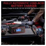 BINTA Battery Charger 6/8/12/14/16/24V Lead Acid Fully Automatic Battery Maintainer, Smart Car Trickle Charger 0-10A Automotive with Cable Clamps for Truck SUV Motorcycle Lawn Mower Marine Batteries