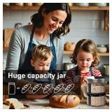 Kmiyivi Sourdough Starter Jar Glass, 35oz Wide Mouth, Glass Jar for Sourdough Starter Kit Beginners, Sourdough Bread Starter Kit, Sourdough Discard jar with Lid, Recipe, Cover, Spoon