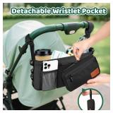 Guiseapue Universal Stroller Organizer with Cup Holder: Baby Essentials, Stroller Caddy Accessories with Detachable Phone Bag, Non-Slip Straps, Fits for Uppababy, Baby Jogger, New Moms Baby Gifts