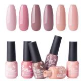 GELLEN Nude Gel Nail Polish Set - Nude Neutrals Brown Orange 6 Colors Gel Polish, Warm Nail Gel Polish Set Nail Art DIY Home Manicure Set