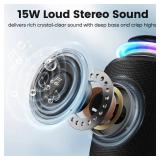 Bluetooth Speaker Wireless,IP67 Waterproof & Dustproof Portable Speaker with Lights,15W Loud Stereo Sound, 2500mAh Battery All Day Playtime, TWS Pairing, BT5.3, Home/Party/Outdoor/Beach (Black)