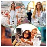 XANGNIER Clip and Go Strap for Phone with Wallet Crossbody, Phone Strap with Zippered Wallet, Adjustable Anti Theft Cellphone Lanyard for Women, Cellphone Chain Accessories Green